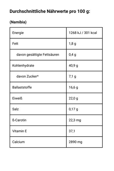 Bio Moringa Presslinge Nährwerte